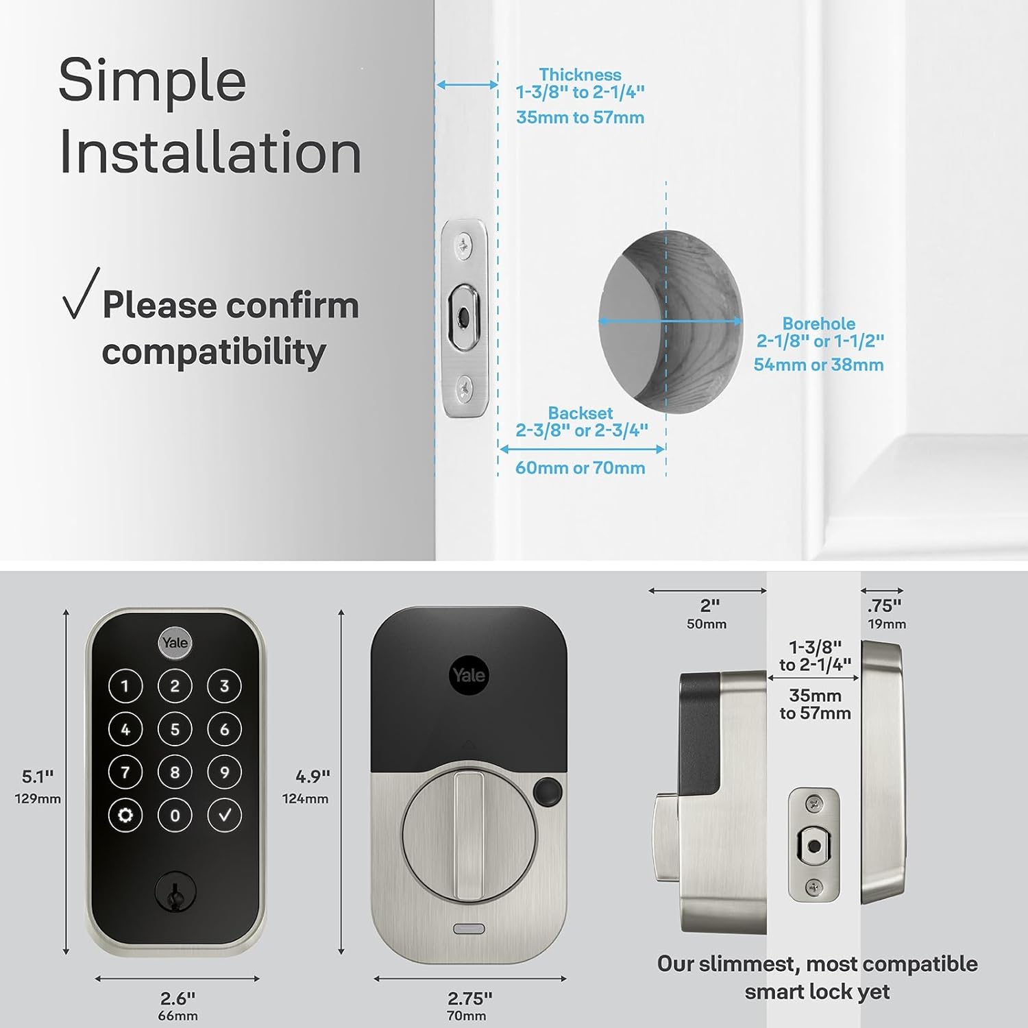 Yale Security Assure Lock 2 Touch Deadbolt, Key-Free Smart Entry Door Lock with Wi-Fi and Fingerprint Recognition