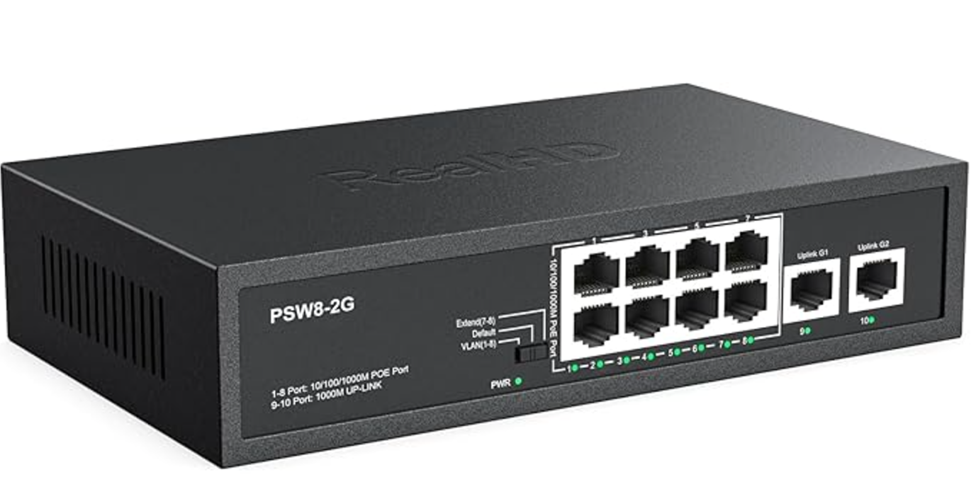 8 port PoE switch for NVR and Ajax cameras