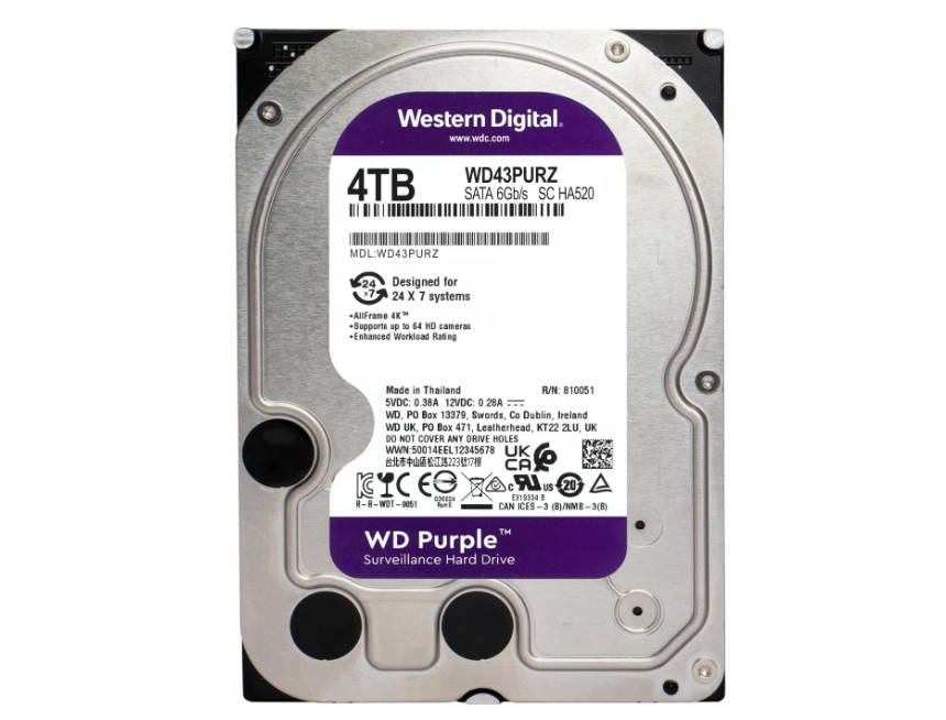 4TB Internal Hard Drive for Ajax NVR - SATA 6 Gb/s, 256 MB Cache, 3.5" Western Digital