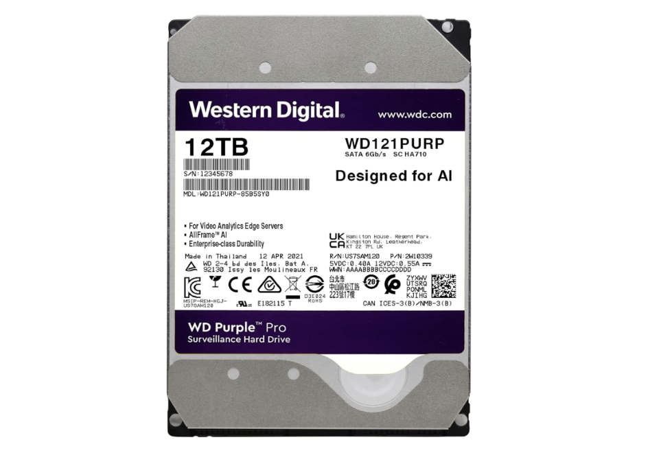 12 TB Internal Hard Drive for Ajax NVR - SATA 6 Gb/s, 256 MB Cache, 3.5" Western Digital (Copy) (Copy)